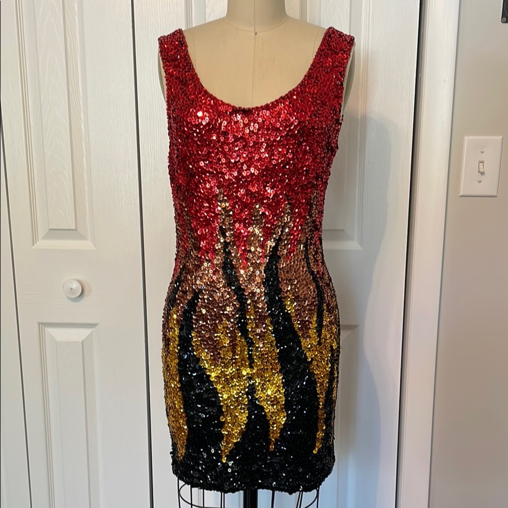 NWT Millau Sequin Flame Dress